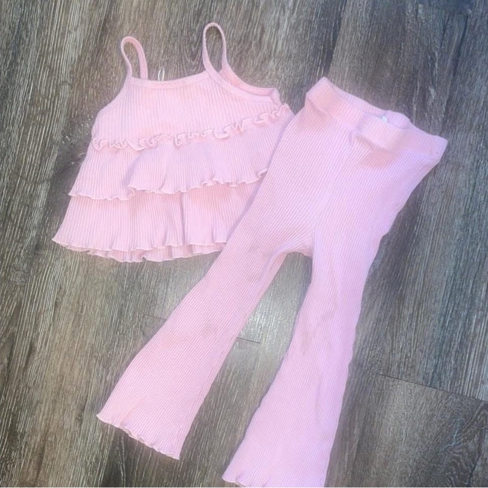 Pink Ruffled Kids Matching Set